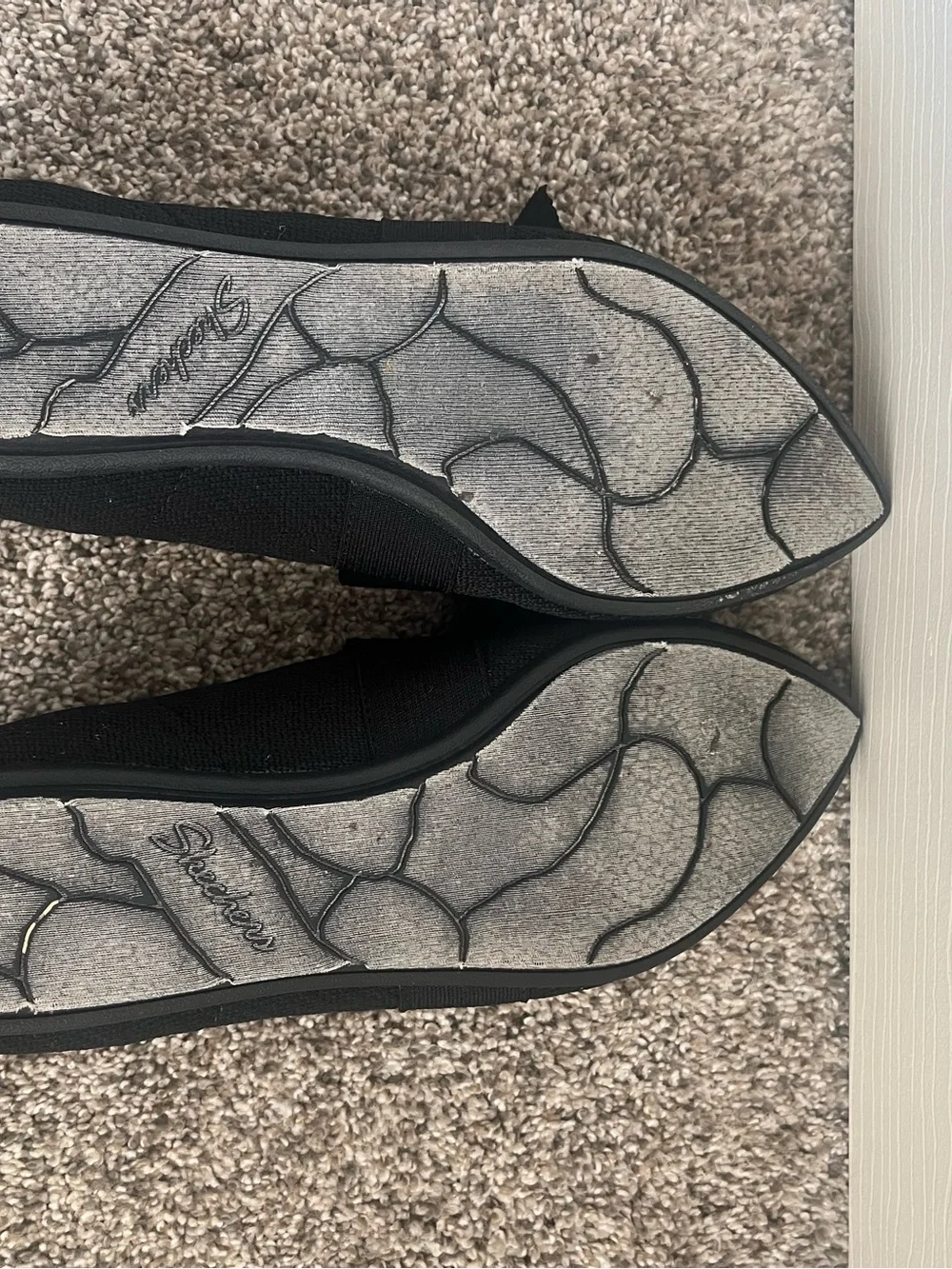 Skechers CLEO Black Pointed-Toe Flats with Top Bow